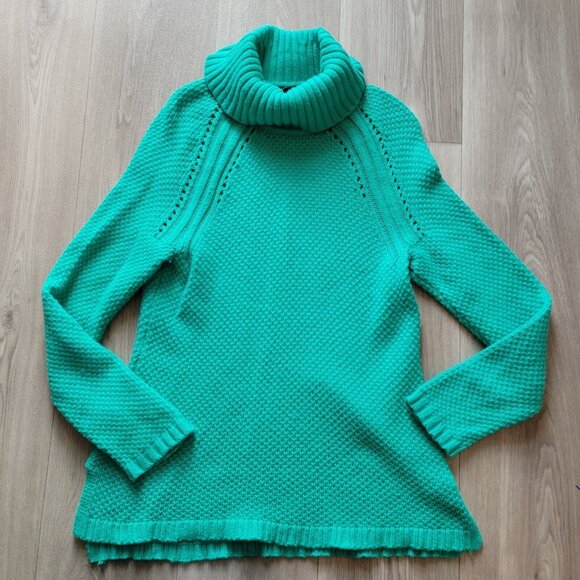 Talbots Petites Teal Turtleneck Sweater LP Lambswool blend - Picture 4 of 6